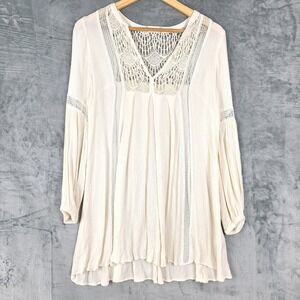 Womens Dress Small Boho Hippie Gauze‎ Crochet Lace Cottagecore Flowy Festival